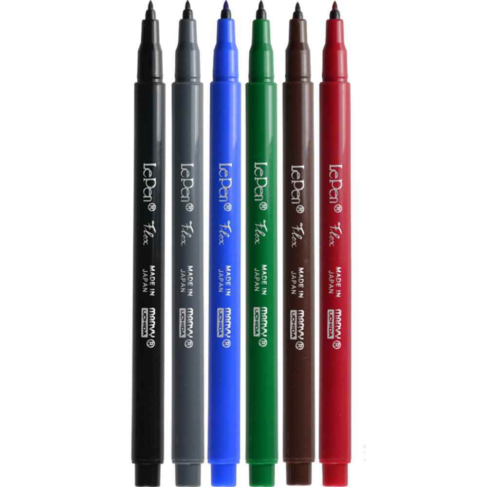 روان نویس نوک قلم مویی فلکس 6 رنگ یوشیدا مدل Le Pen Flex کد 4800-6A