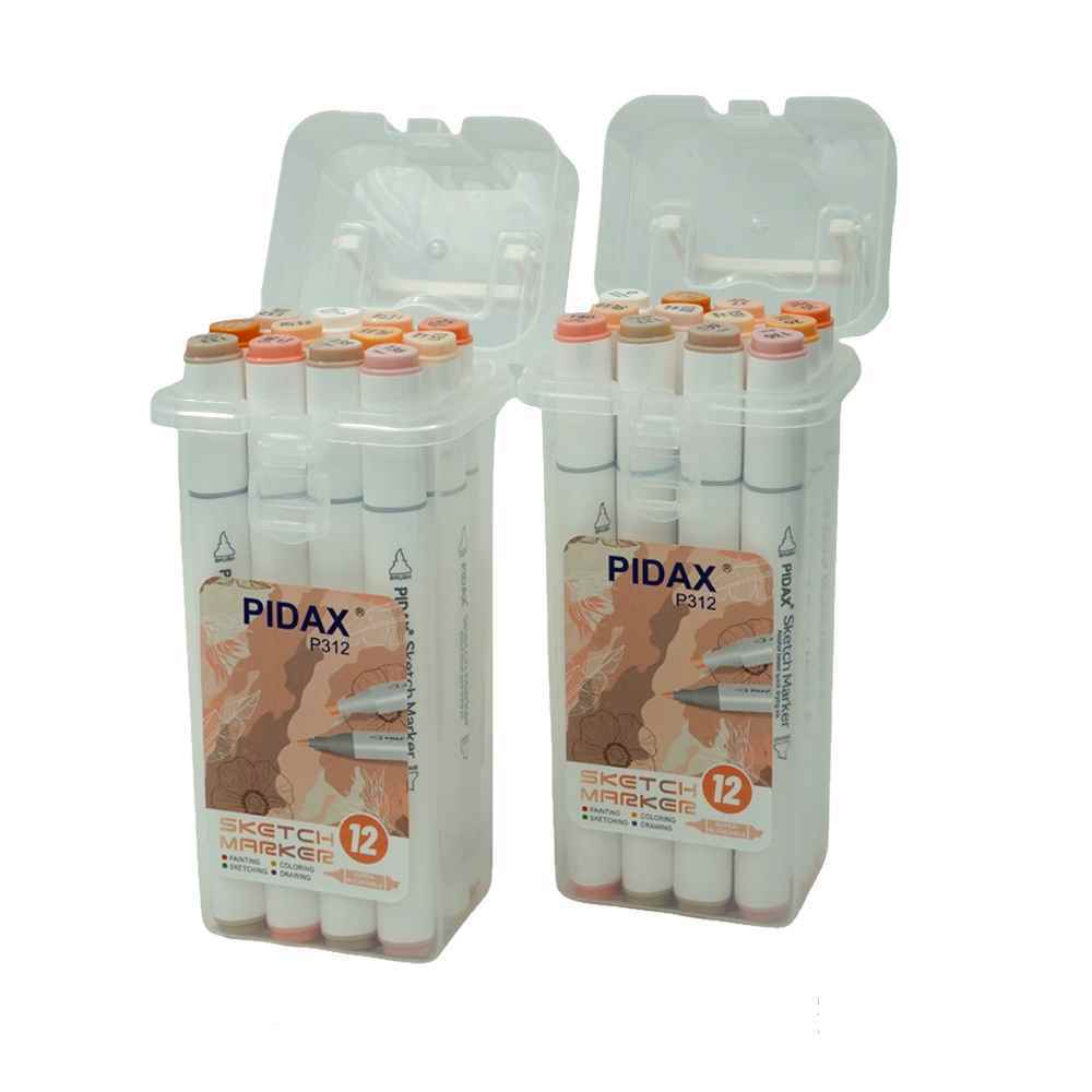 ماژیک12 رنگ رنگ پوست راندو نیوتاچ-ماپرومکس-پیداکس جعبه طلقی کد512-312