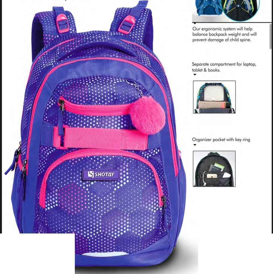کوله پشتی شوتای مدل Skater پشتی طبی اسپرت سبک و مقاوم کد G10-06