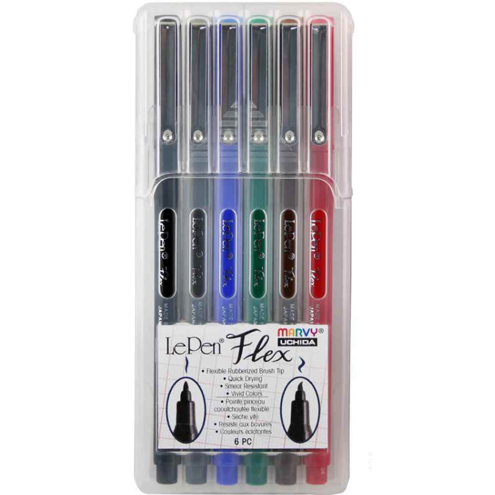 روان نویس نوک قلم مویی فلکس 6 رنگ یوشیدا مدل Le Pen Flex کد 4800-6A